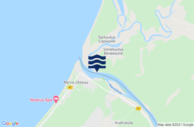 Mapa da tábua de marés em Narva, Estonia