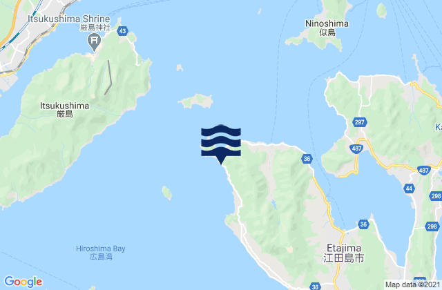 Mapa da tábua de marés em Nasami Seto, Japan