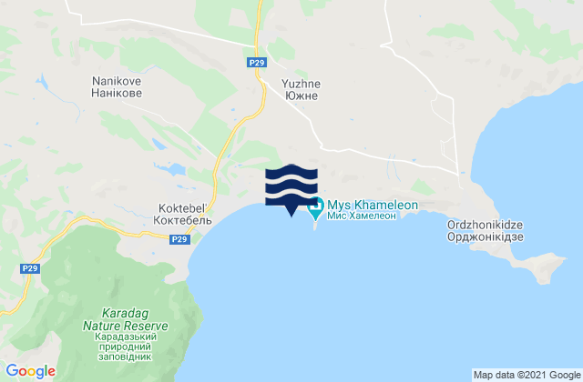 Mapa da tábua de marés em Nasypnoe, Ukraine
