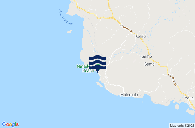 Mapa da tábua de marés em Natadola Beach, Fiji