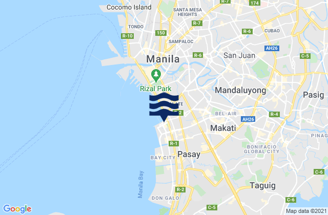 Mapa da tábua de marés em National Capital Region, Philippines