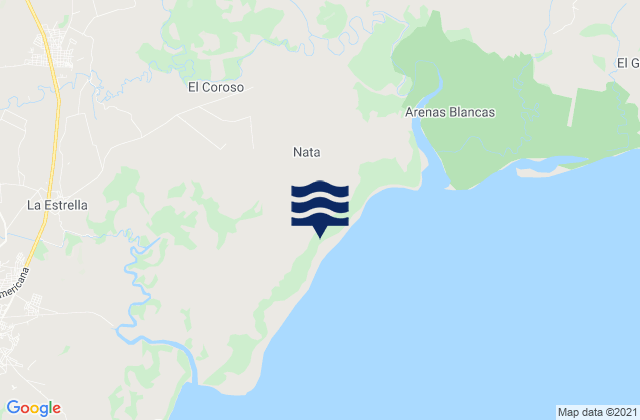 Mapa da tábua de marés em Natá, Panama