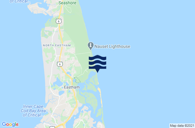 Mapa da tábua de marés em Nauset Beach, United States