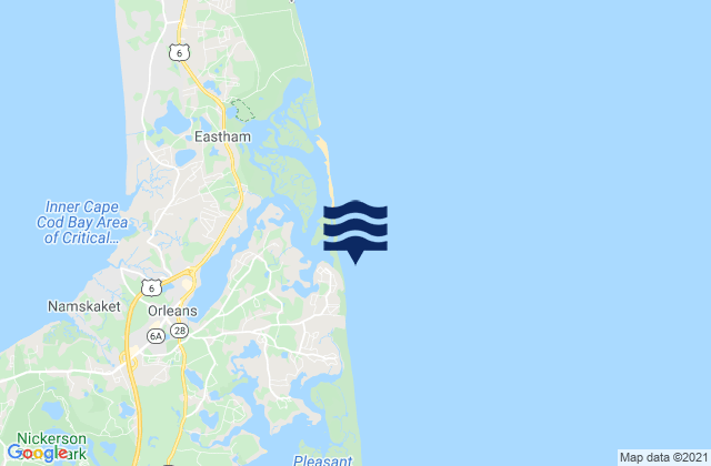 Mapa da tábua de marés em Nauset Harbor, United States