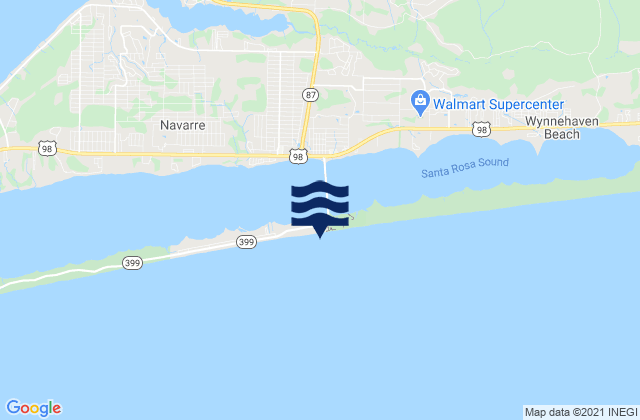 Mapa da tábua de marés em Navarre Beach, United States