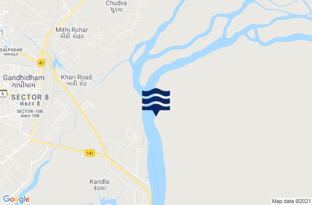 Mapa da tábua de marés em Navi Wat, India