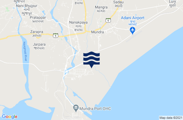 Mapa da tábua de marés em Navinal Point, India