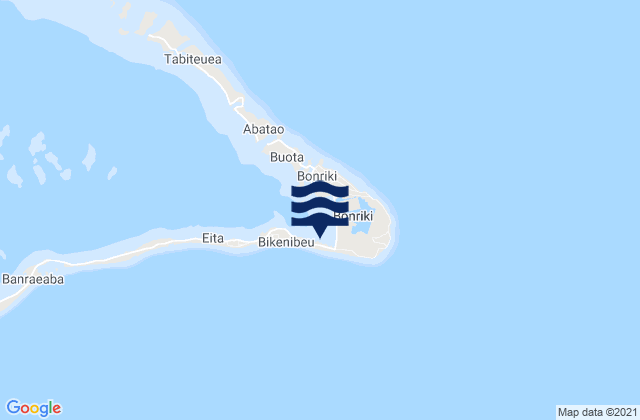 Mapa da tábua de marés em Nawerewere Village, Kiribati