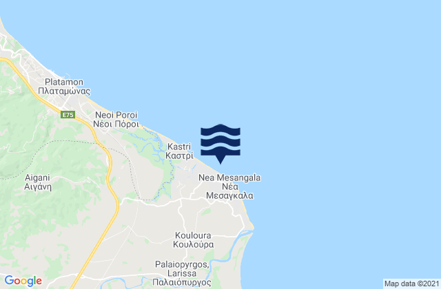 Mapa da tábua de marés em Nea Mesagkala Beach, Greece