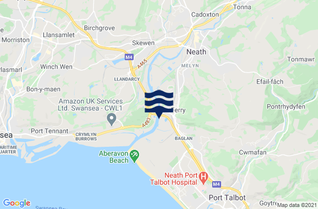 Mapa da tábua de marés em Neath, United Kingdom