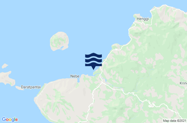 Mapa da tábua de marés em Nebe, Indonesia