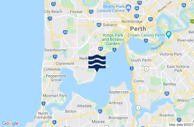 Mapa da tábua de marés em Nedlands, Australia