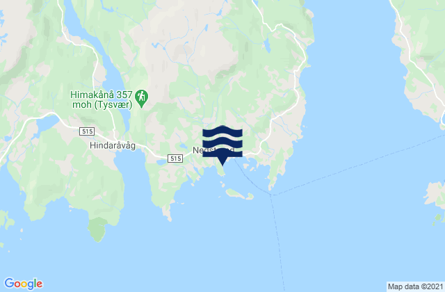Mapa da tábua de marés em Nedstrand, Norway