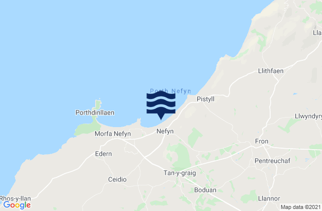Mapa da tábua de marés em Nefyn, United Kingdom