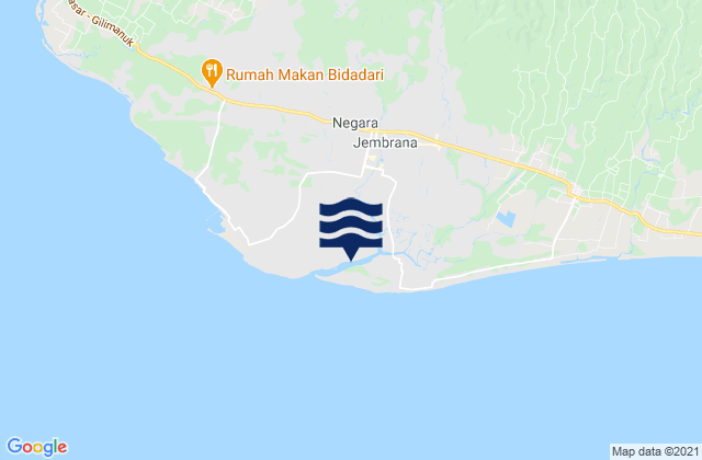 Mapa da tábua de marés em Negara, Indonesia