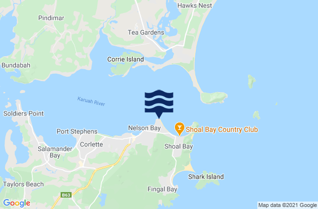 Mapa da tábua de marés em Nelson Bay Lighthouse, Australia