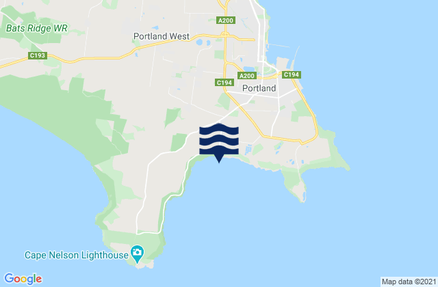 Mapa da tábua de marés em Nelson Bay, Australia