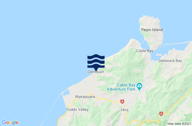 Mapa da tábua de marés em Nelson City, New Zealand