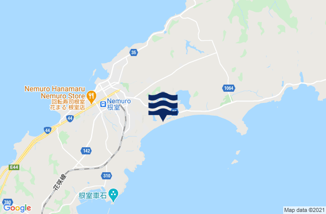 Mapa da tábua de marés em Nemuro-shi, Japan
