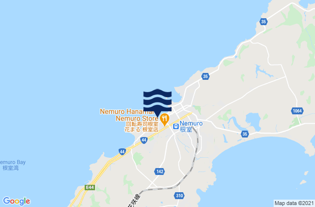 Mapa da tábua de marés em Nemuro, Japan