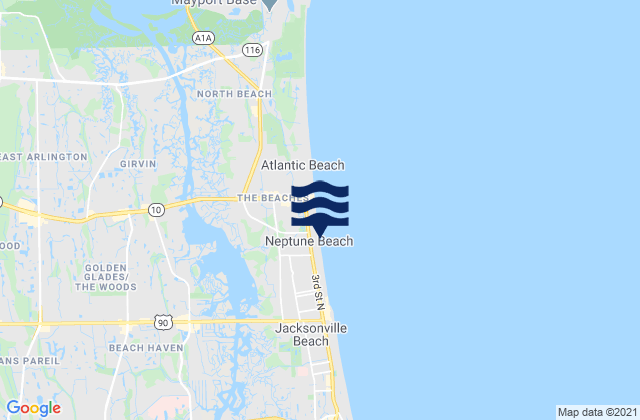 Mapa da tábua de marés em Neptune Beach, United States