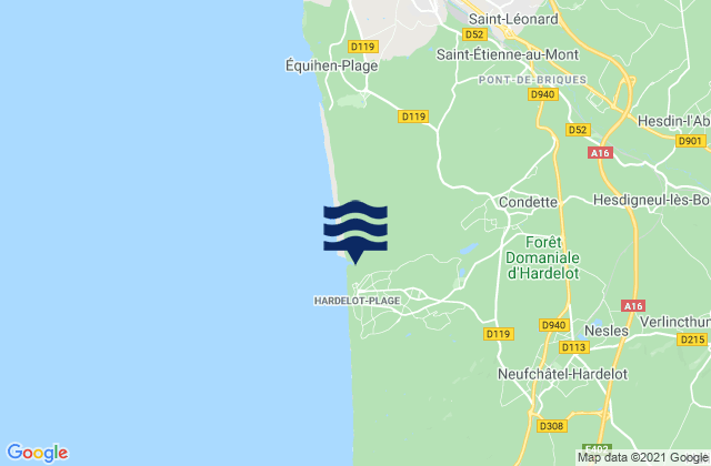 Mapa da tábua de marés em Nesles, France