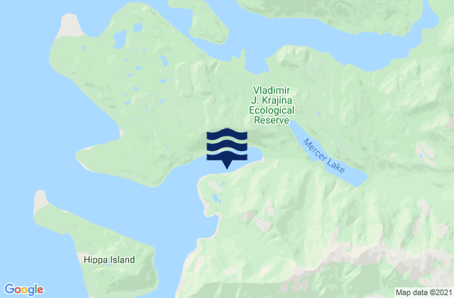 Mapa da tábua de marés em Nesto Inlet, Canada