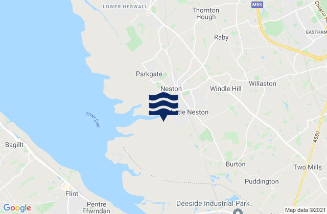 Mapa da tábua de marés em Neston, United Kingdom