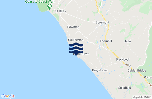 Mapa da tábua de marés em Nethertown Beach, United Kingdom