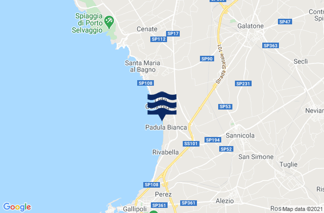 Mapa da tábua de marés em Neviano, Italy