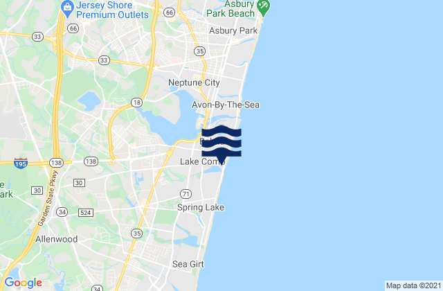 Mapa da tábua de marés em New Bedford, United States