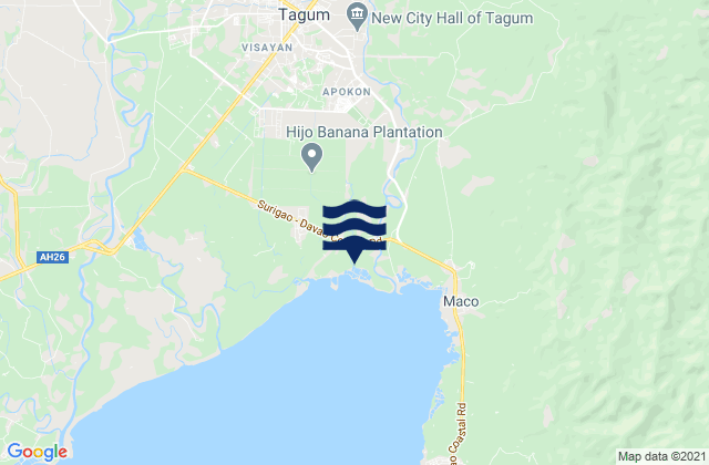 Mapa da tábua de marés em New Bohol, Philippines