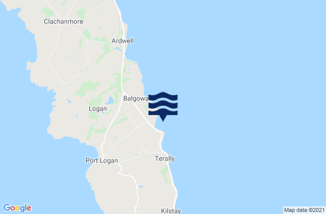 Mapa da tábua de marés em New England Bay, United Kingdom