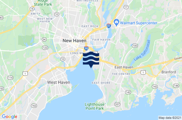 Mapa da tábua de marés em New Haven Harbor New Haven Reach, United States