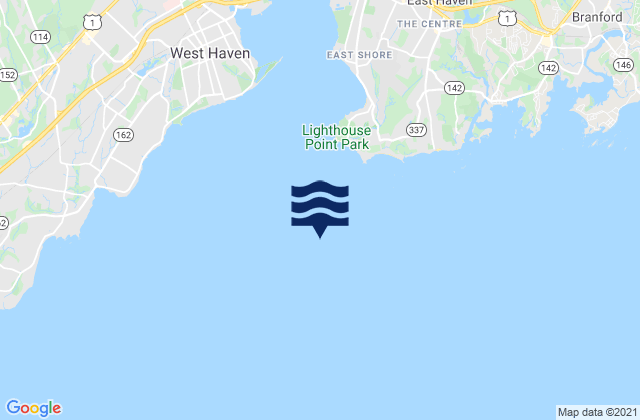 Mapa da tábua de marés em New Haven Harbor entrance, United States