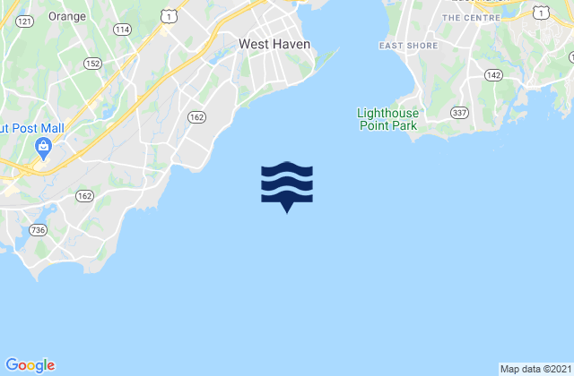 Mapa da tábua de marés em New Haven Lighthouse, United States