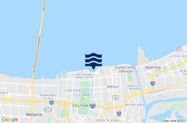 Mapa da tábua de marés em New Orleans, United States