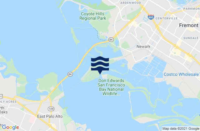 Mapa da tábua de marés em Newark Slough, United States