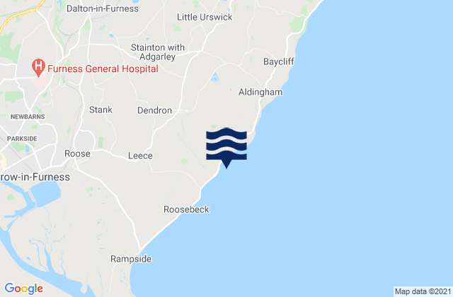 Mapa da tábua de marés em Newbiggin Beach, United Kingdom