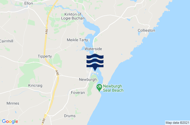 Mapa da tábua de marés em Newburgh, United Kingdom