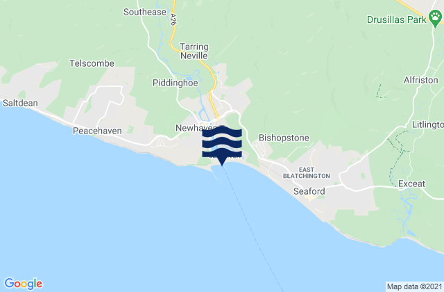 Mapa da tábua de marés em Newhaven, United Kingdom