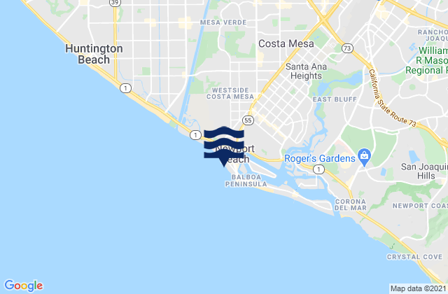 Mapa da tábua de marés em Newport Beach, United States