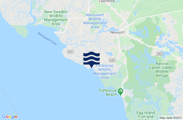 Mapa da tábua de marés em Newport Landing (Nantuxent Creek), United States