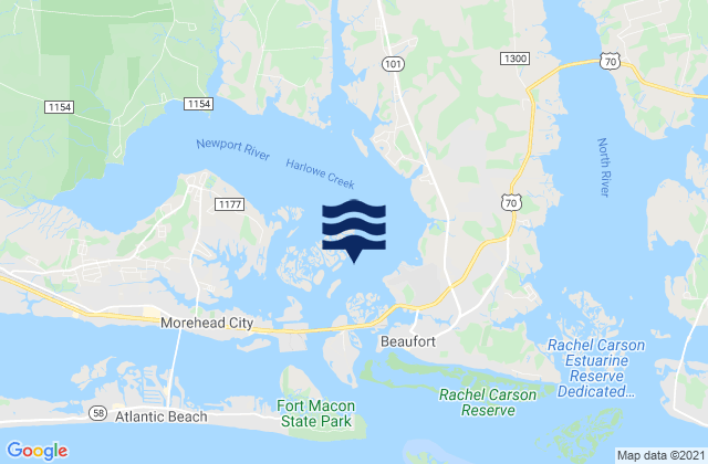 Mapa da tábua de marés em Newport Marshes E of, United States