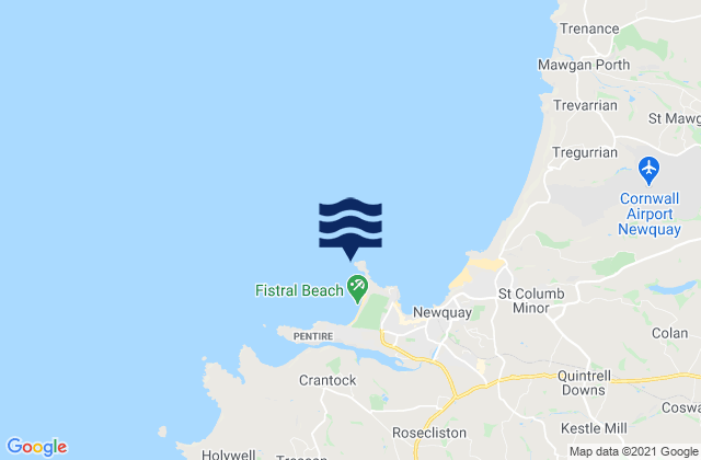 Mapa da tábua de marés em Newquay - Cribbar, United Kingdom