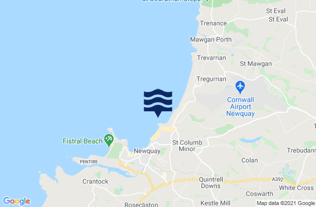 Mapa da tábua de marés em Newquay - Porth, United Kingdom