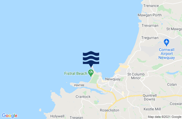 Mapa da tábua de marés em Newquay- Little Fistral, United Kingdom