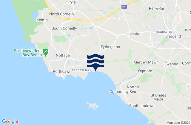 Mapa da tábua de marés em Newton Bay (Black Rock) Beach, United Kingdom