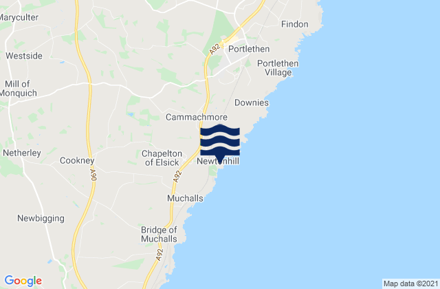 Mapa da tábua de marés em Newtonhill, United Kingdom