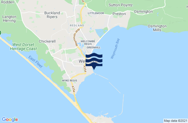 Mapa da tábua de marés em Newtons Cove Beach, United Kingdom